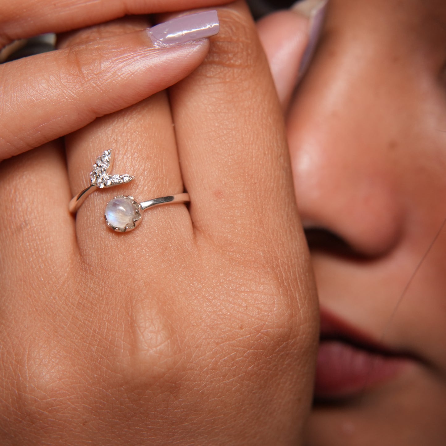 moon stone mermaid ring