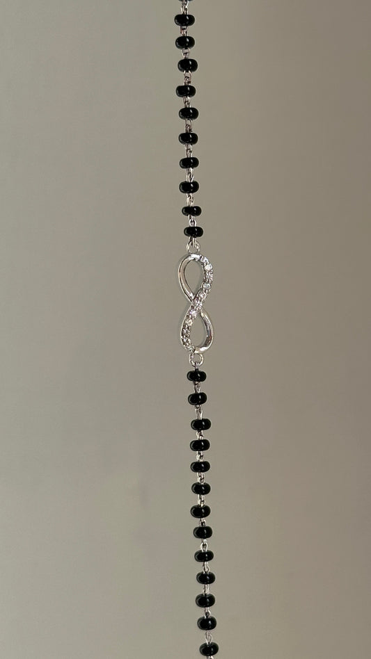 Infinity Mangalsutra Bracelet worn on wrist — 925 silver hand mangalsutra