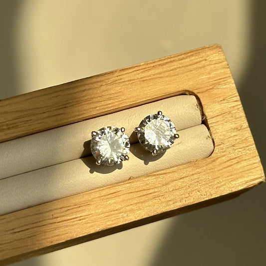 Luna Spark Studs 8mm close-up — round white zircon detail