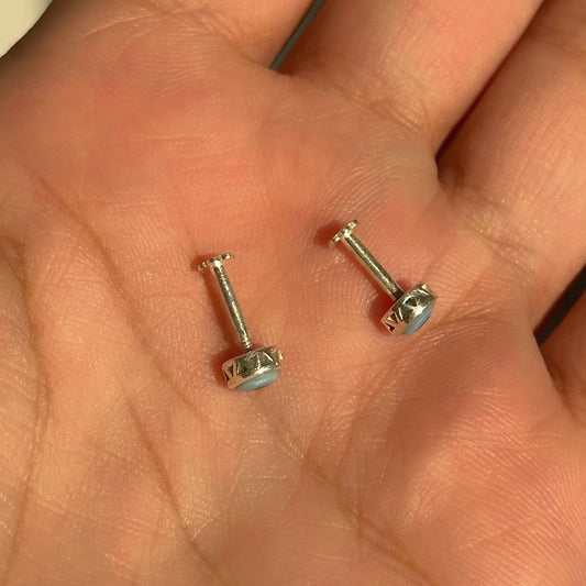 Original Evil Eye Studs worn — 925 silver nazariya stud earrings