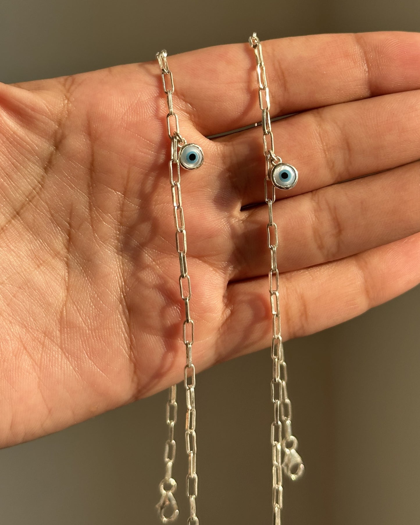 evil eye charm anklet — single 5mm nazariya charm on 925 silver payal
