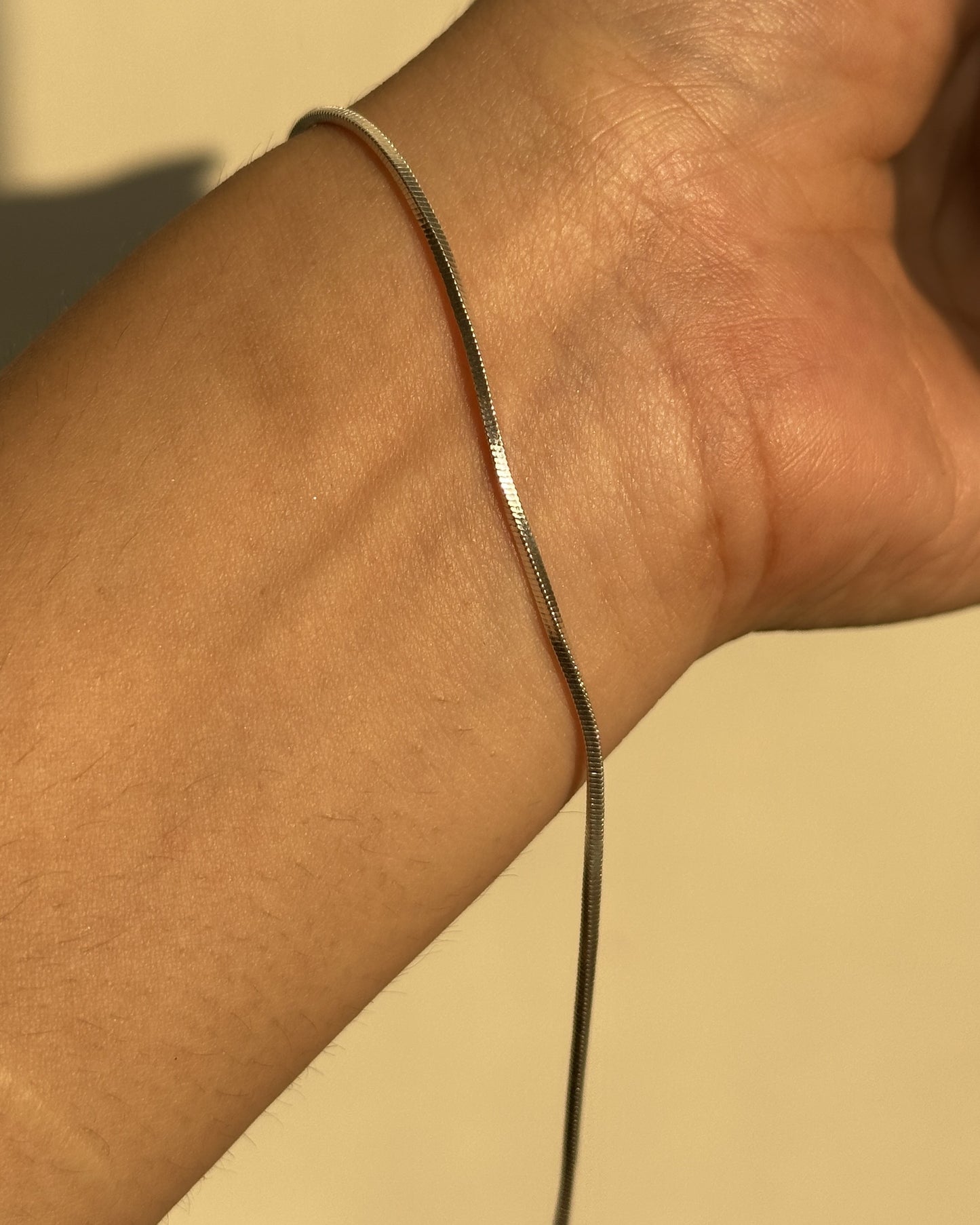 sleek snake bracelet worn on wrist — 925 silver snake chain bracelet