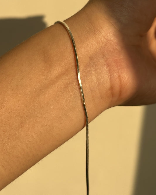 Sleek Snake Bracelet — smooth snake chain in 925 sterling silver, 7 inch