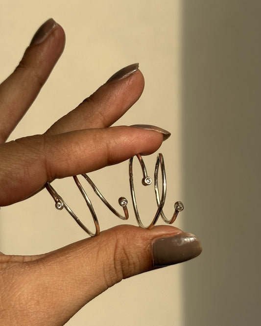 Crystal Wrap Toe Rings pair shown flat — 925 sterling silver toe rings