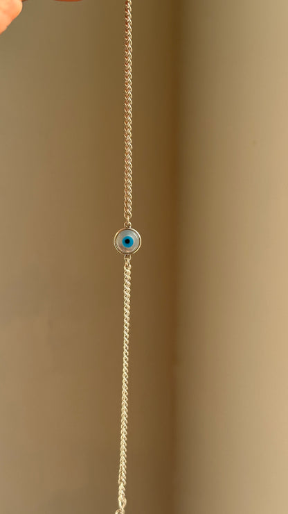 Good Vibes Bracelet — 8mm evil eye stone in 925 sterling silver