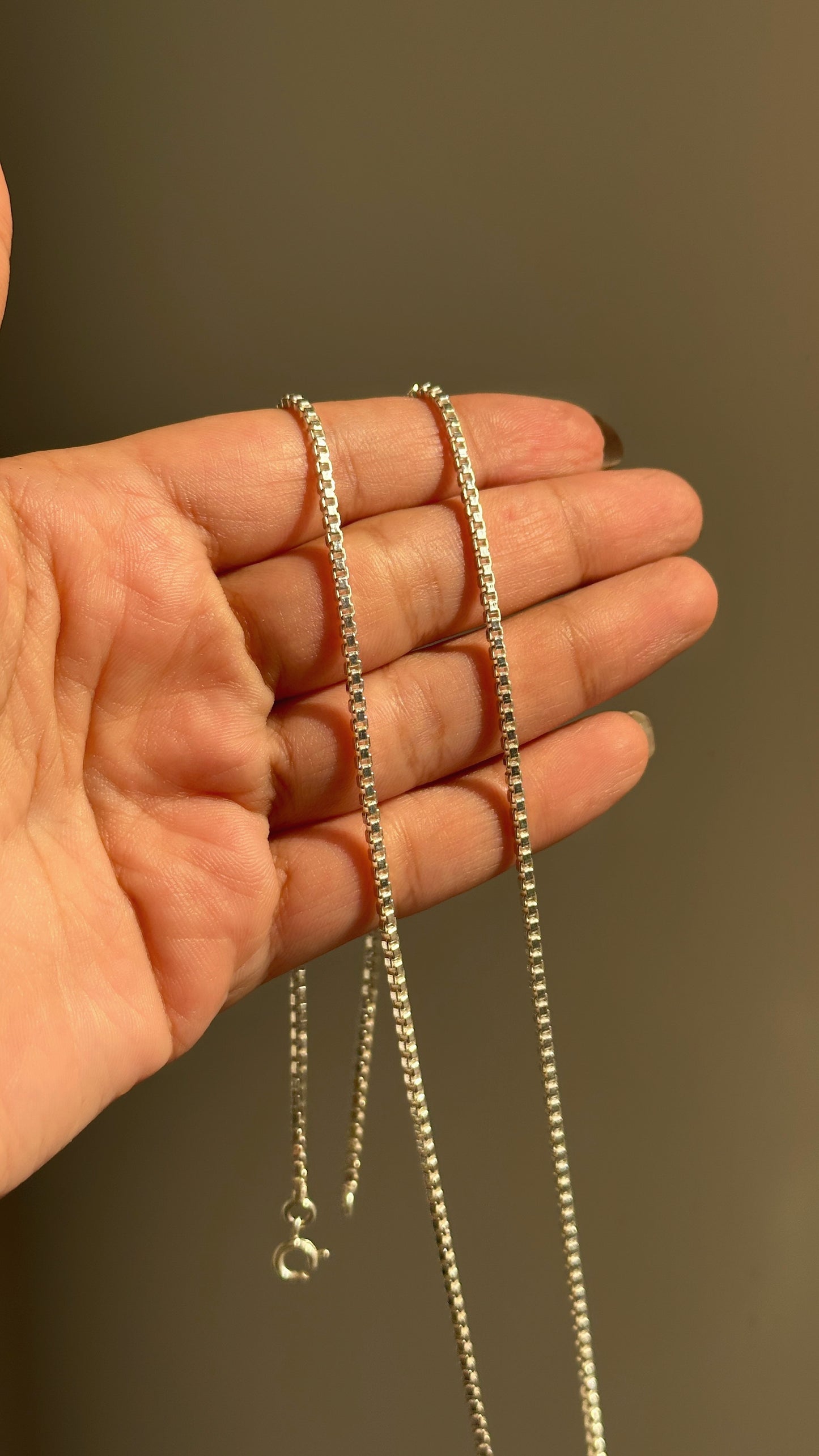 box chain — 925 sterling silver interlocking box link chain for men, 24 inch
