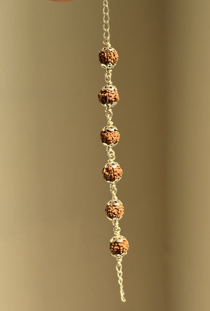Rudra Grace Bracelet close-up — linked rudraksha and silver detail
