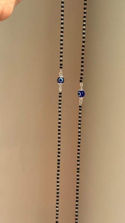Evil eye black beaded anklet