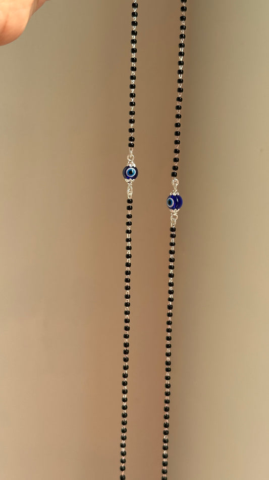 Evil eye black beaded anklet