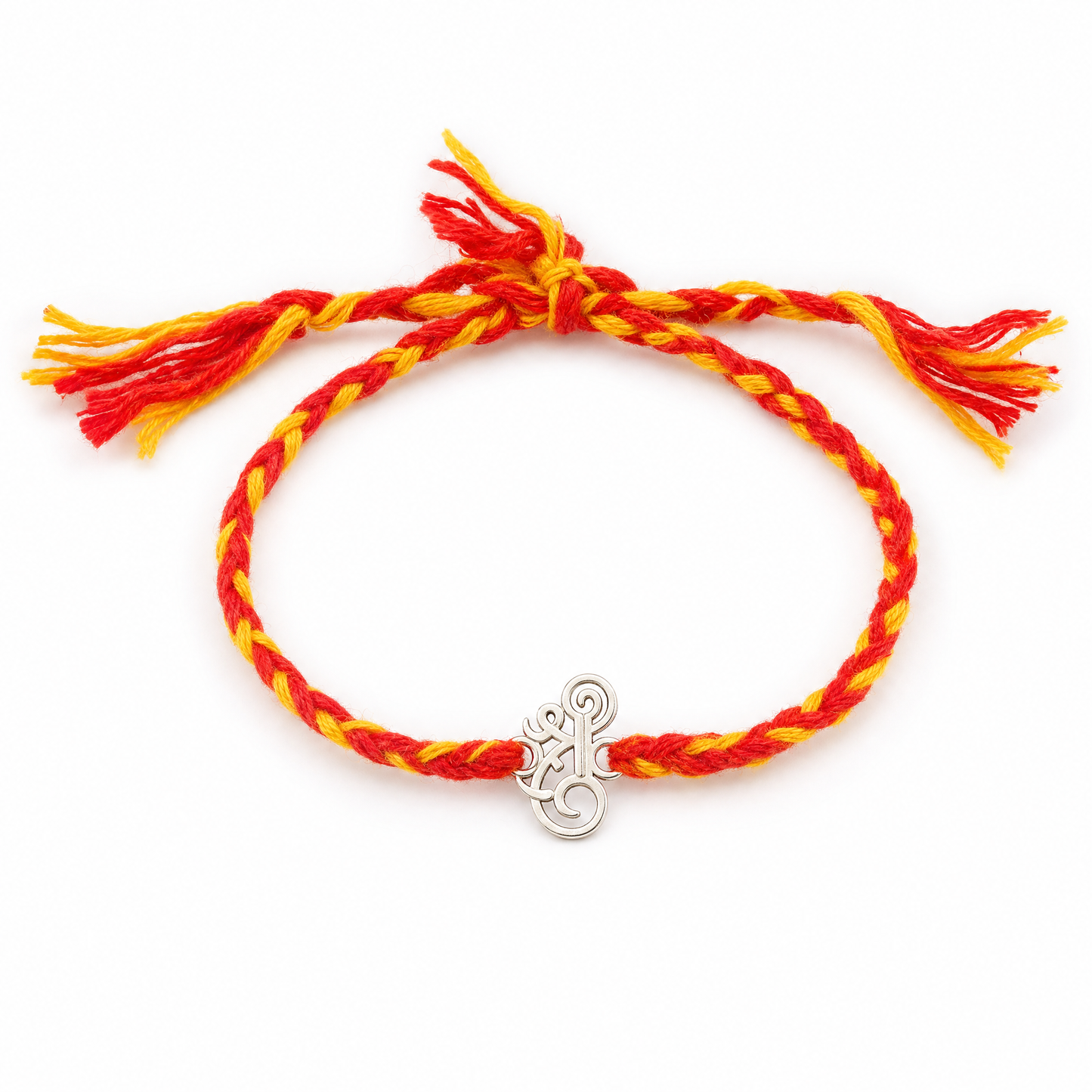 shri ganesh rakhi — 925 sterling silver shri and ganesha motif on braided thread