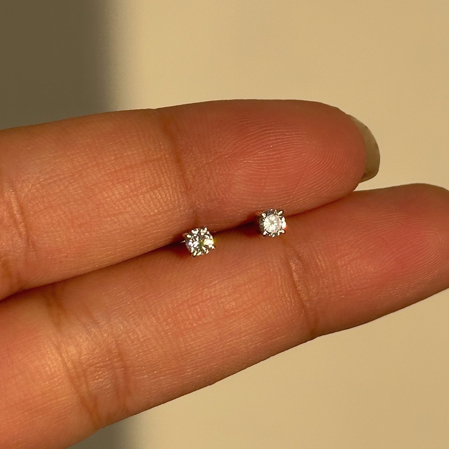 luna spark studs 3mm worn — 925 silver round stud earrings