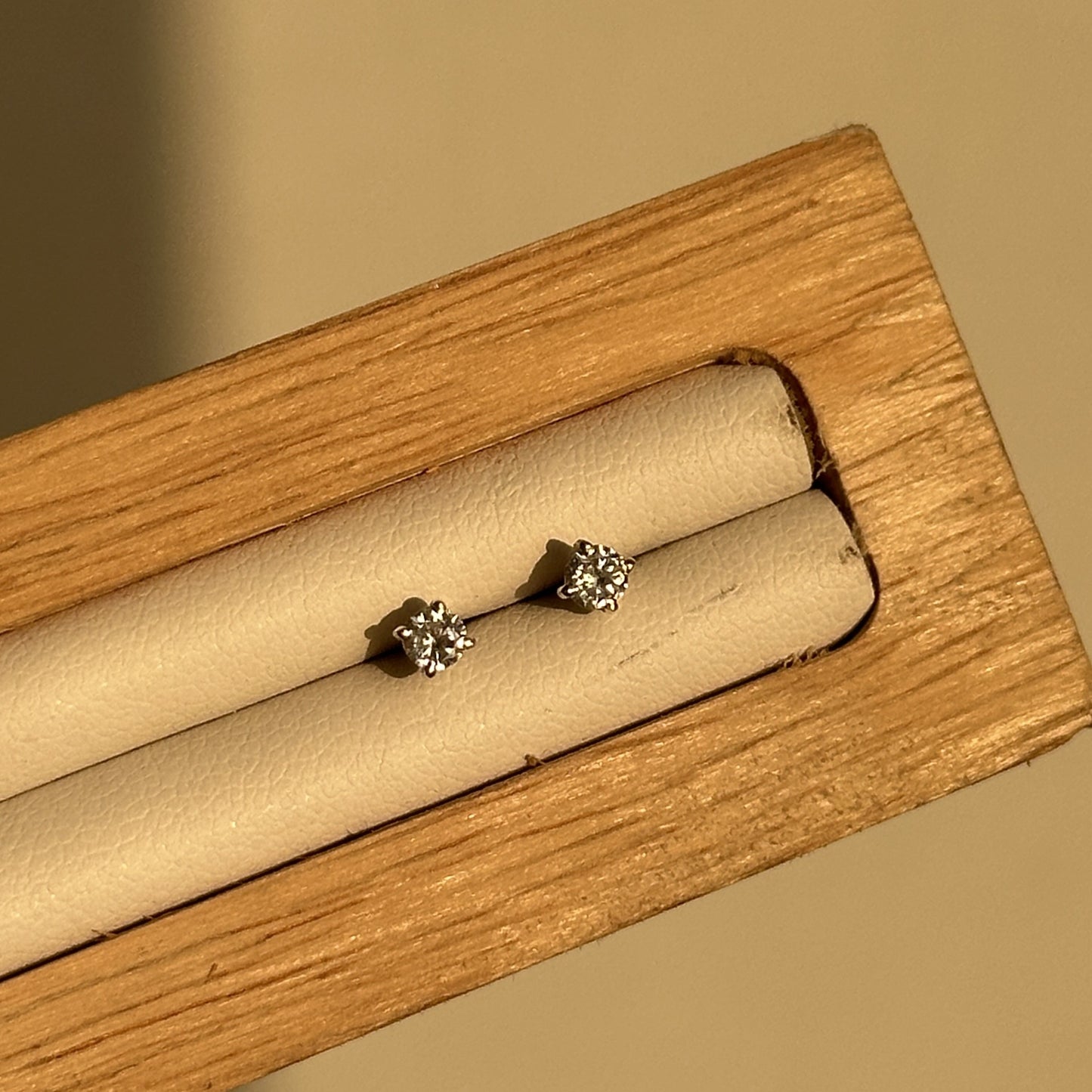 luna spark studs 3mm — round white stone studs in 925 sterling silver