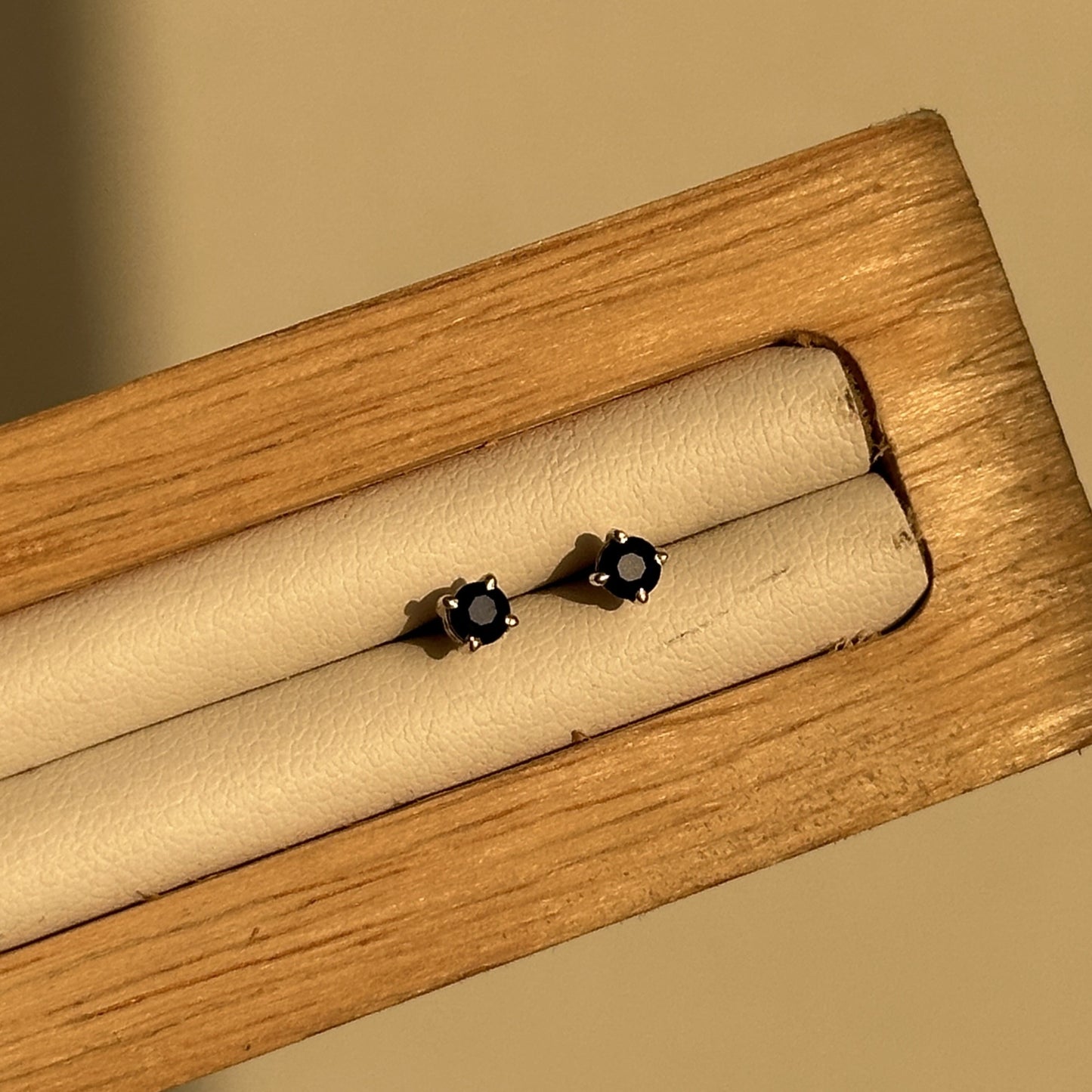 sapphire glow studs 3mm — round blue stone studs in 925 sterling silver