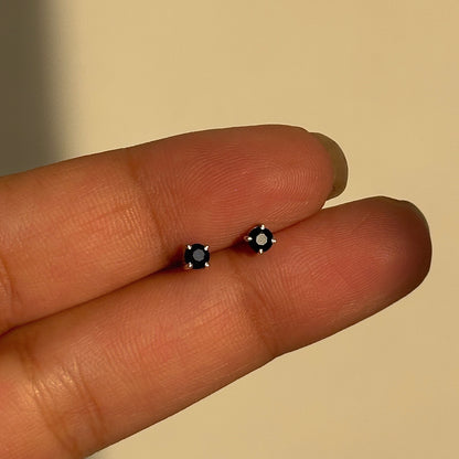 Sapphire Glow Studs 3mm close-up — round blue stone detail