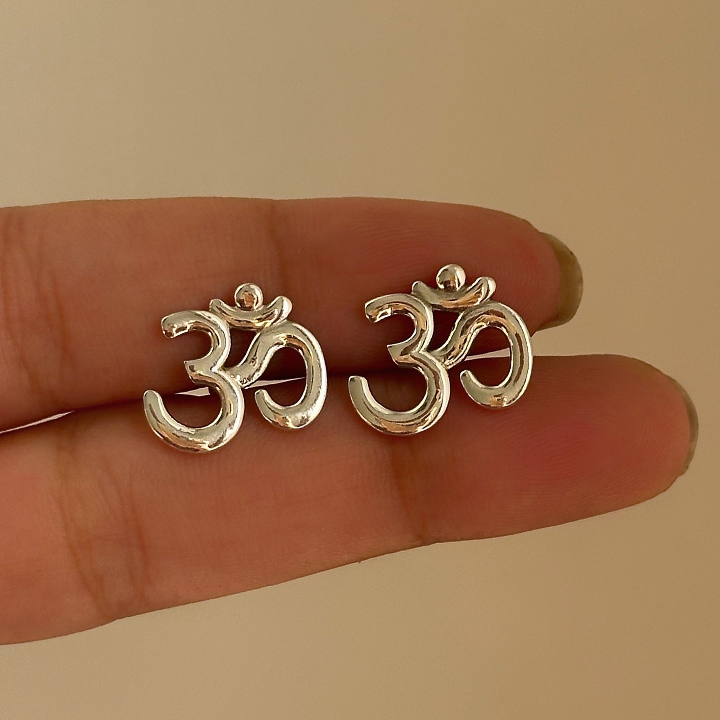 om bless studs — sacred om motif stud earrings in 925 sterling silver