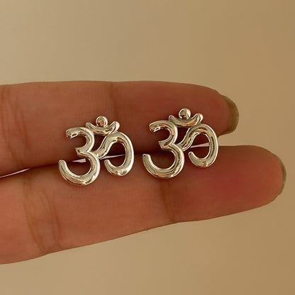 Om Bless Studs — sacred Om motif stud earrings in 925 sterling silver