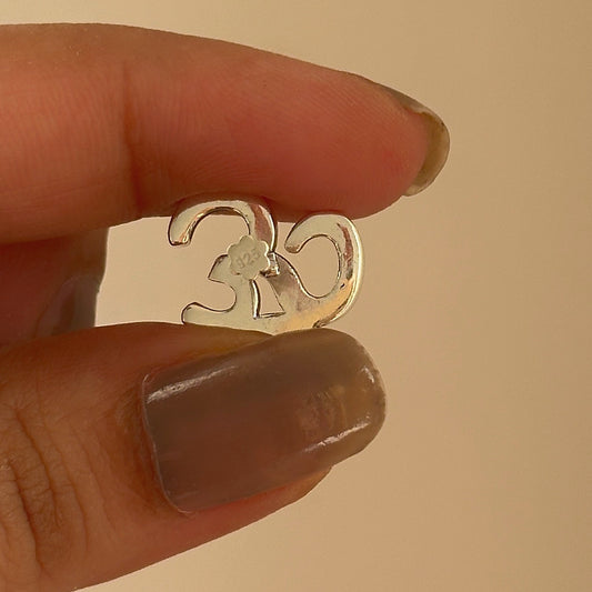 Om Bless Single Stud worn — 925 silver Om earring for men
