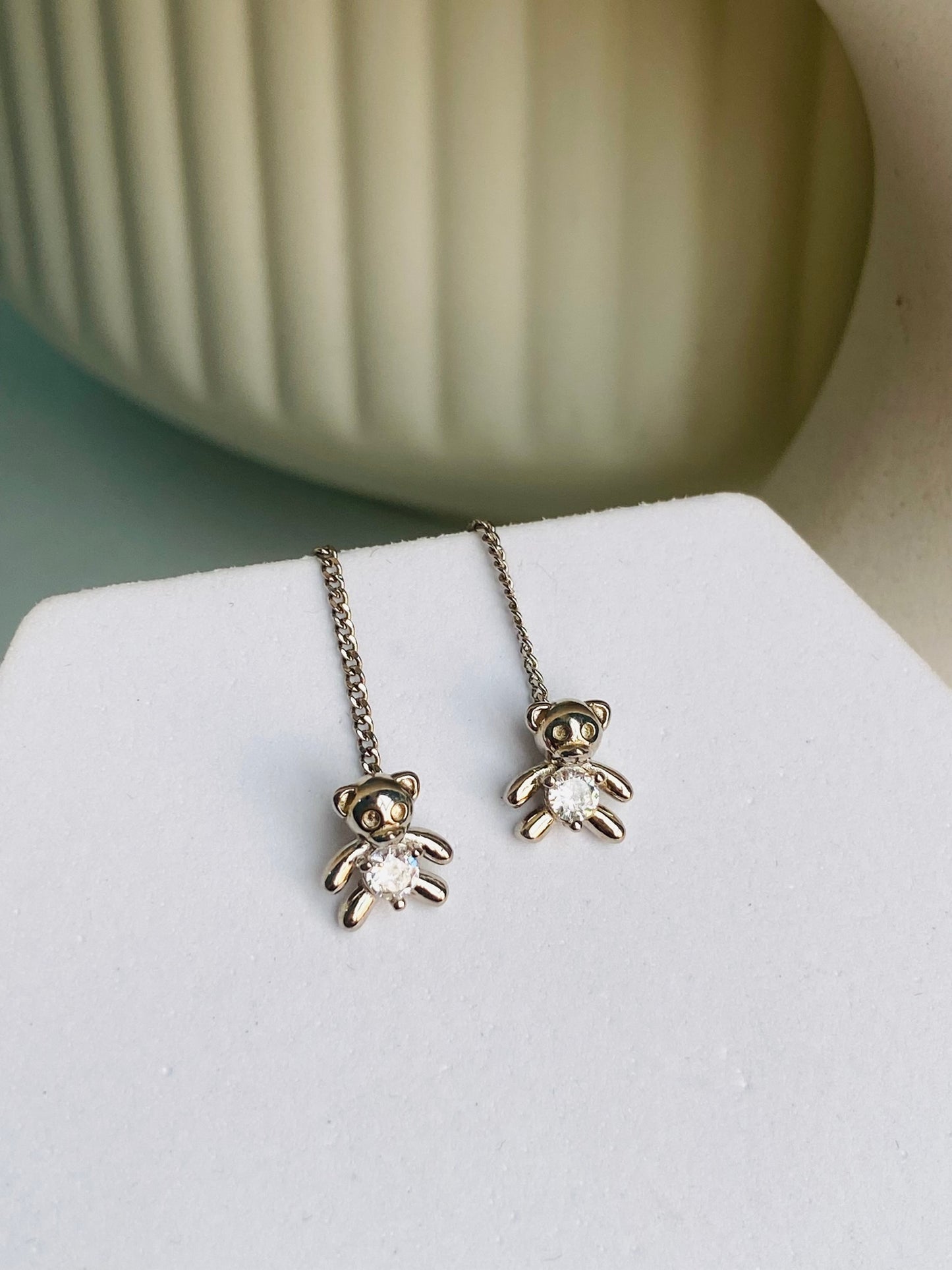 teddy bear threader earring