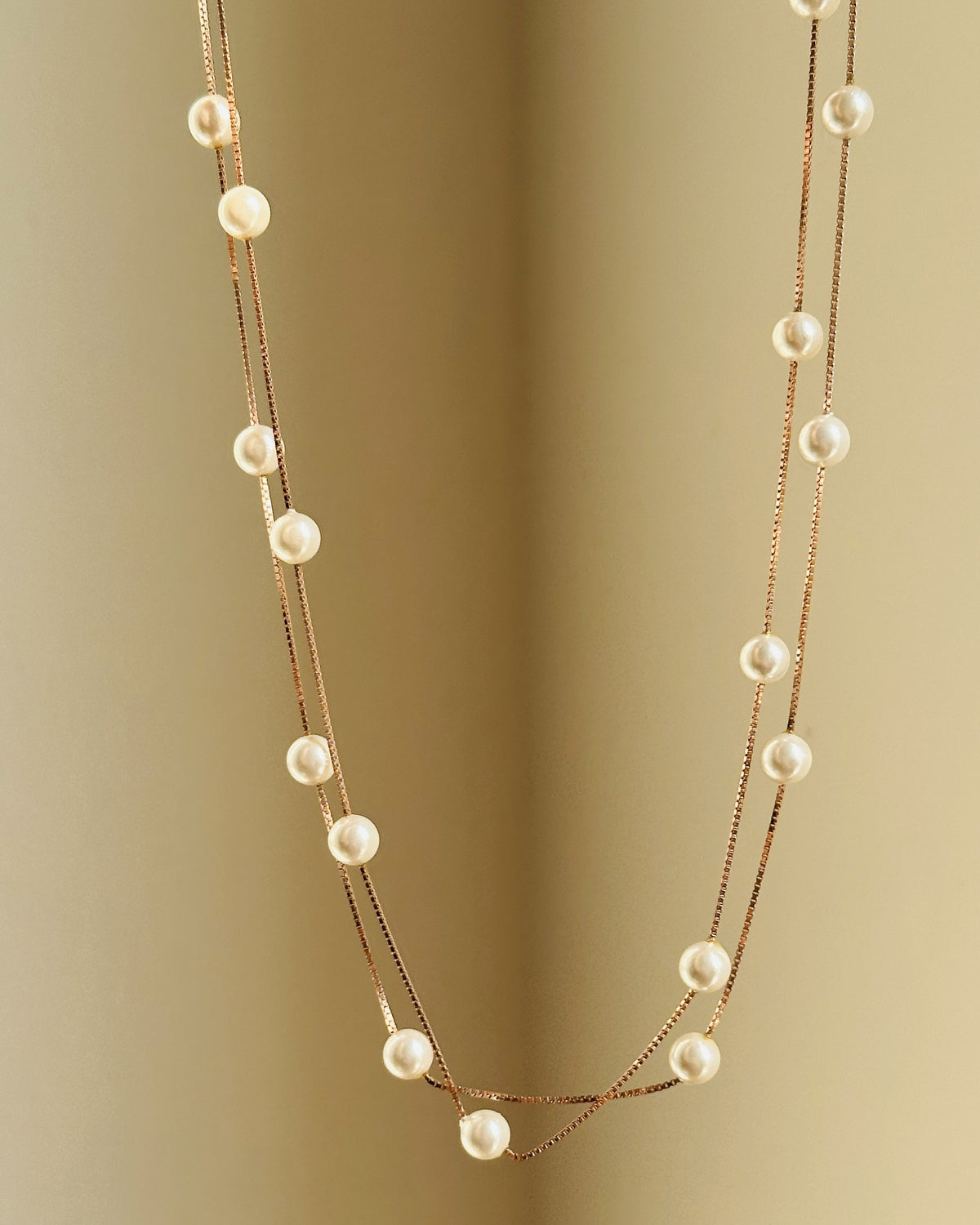 double line pearl chain (rose gold)