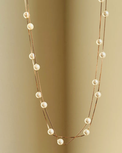 Double Line Pearl Chain (Rose Gold)