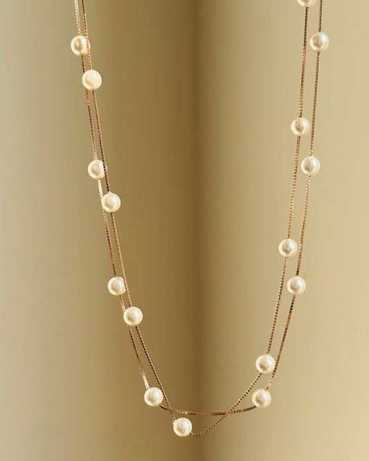 Double Line Pearl Chain (Rose Gold)