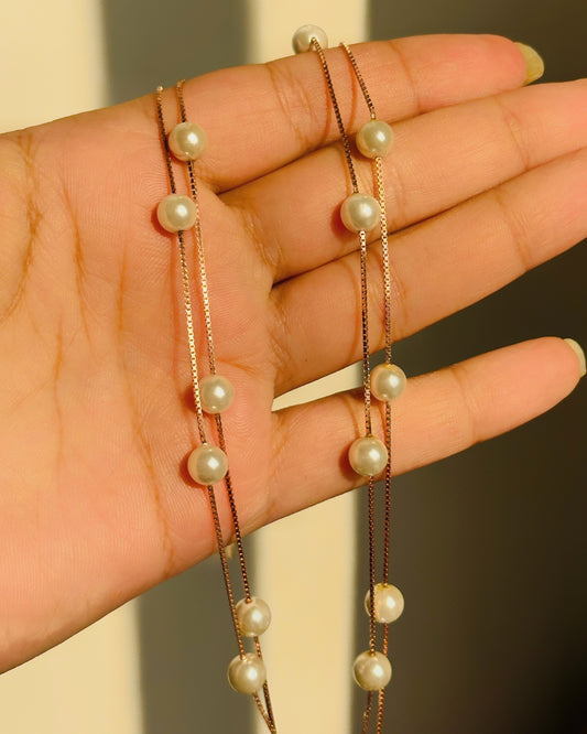 Double Line Pearl Chain (Rose Gold)