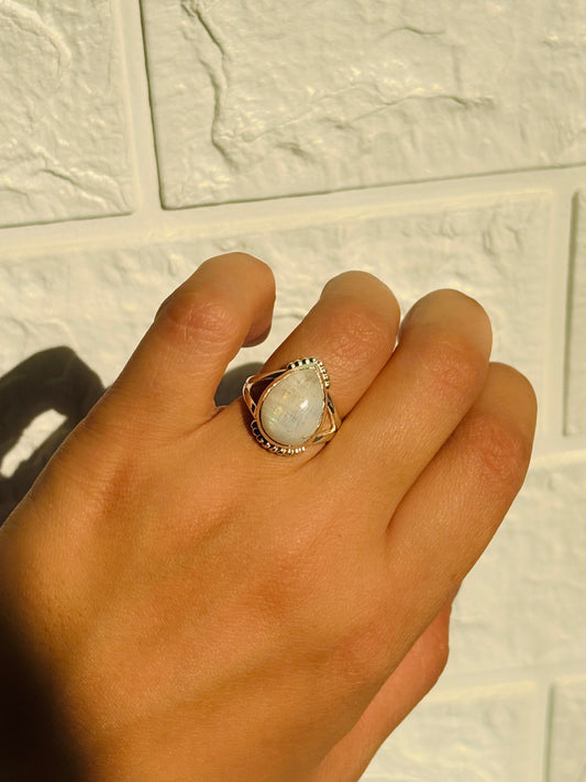 Moonstone Teardrop Ring – 925 sterling silver ring | House of Binti