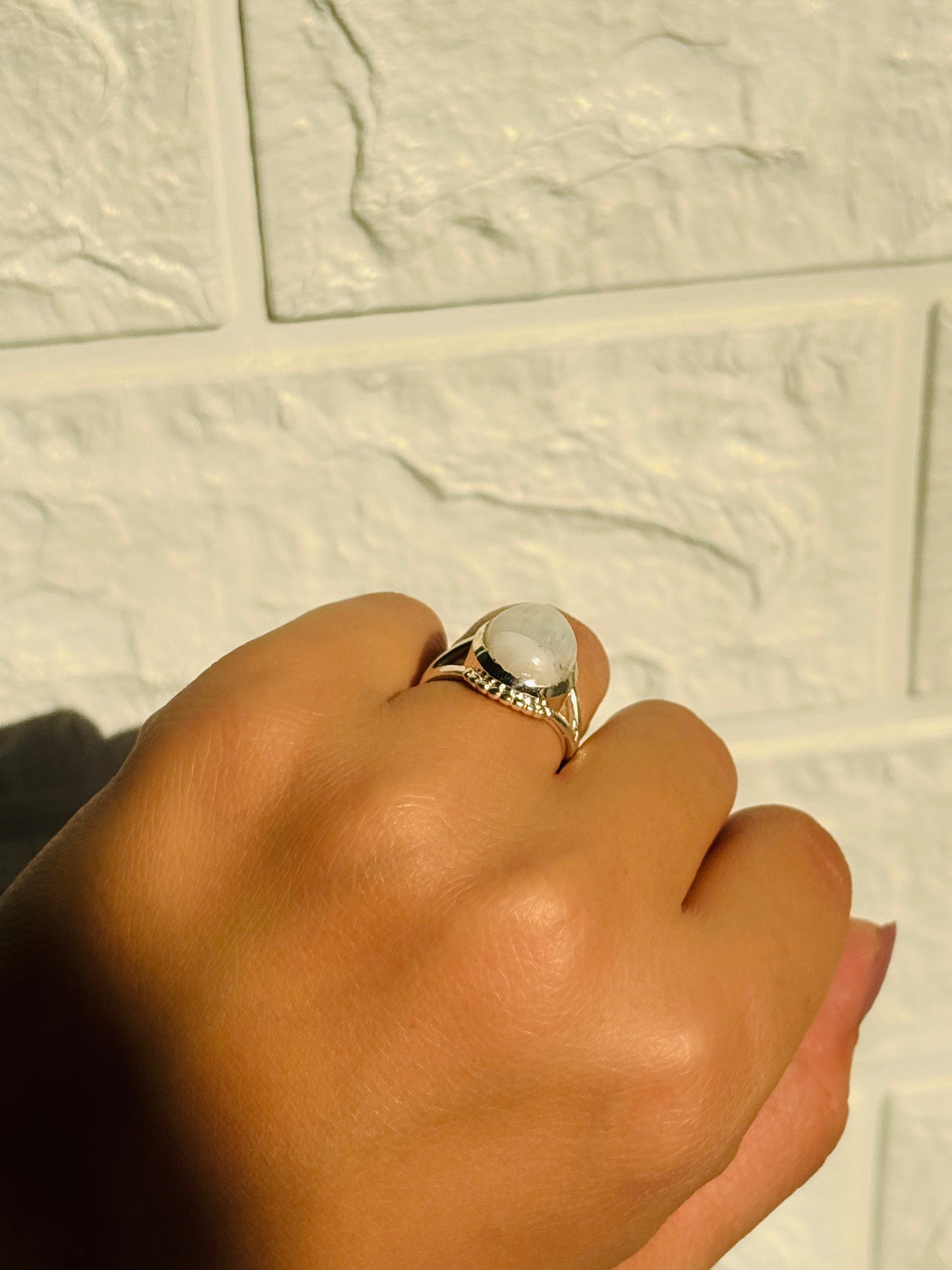 moonstone teardrop ring