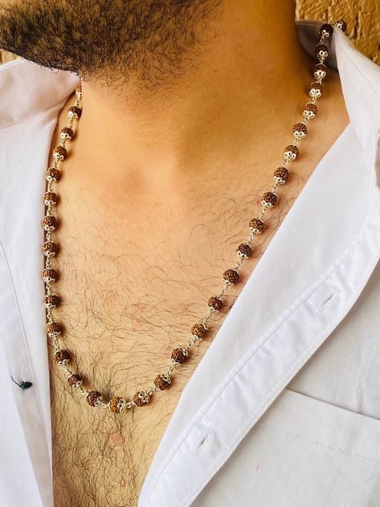 Rudraksha Mala – 925 silver and rudraksha beads | House of Binti
