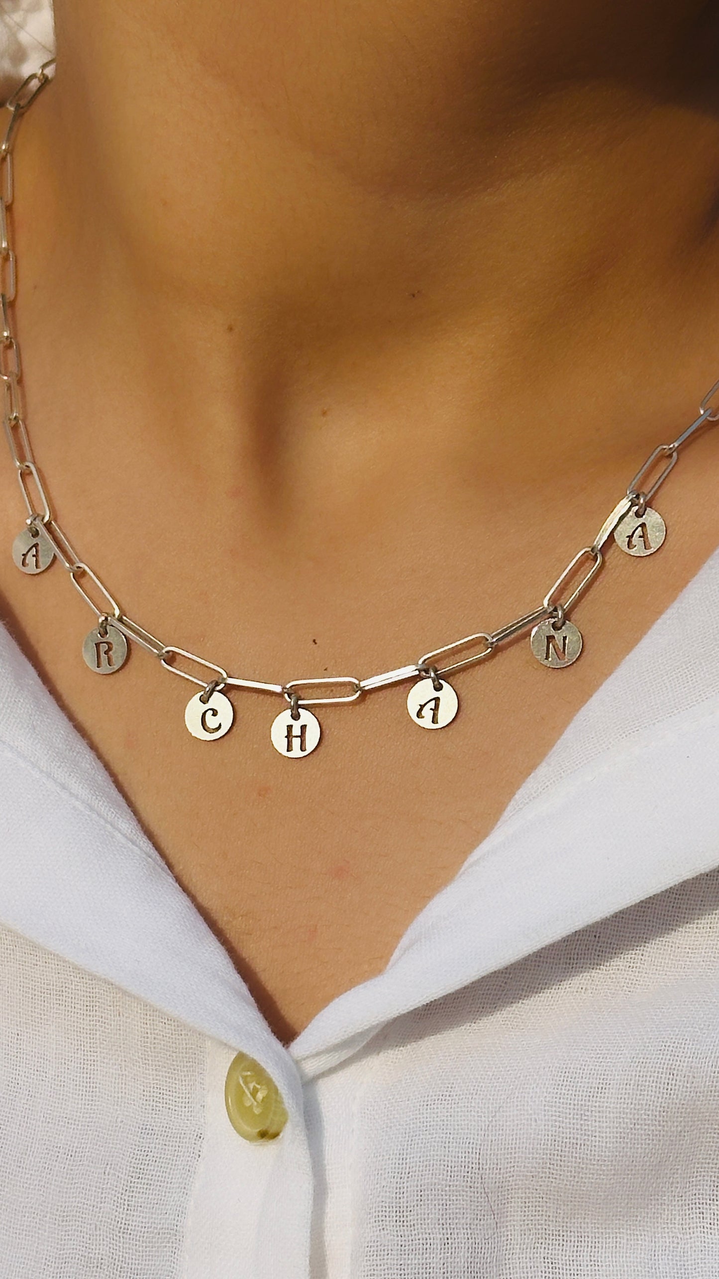 personalized name charm neckpiece