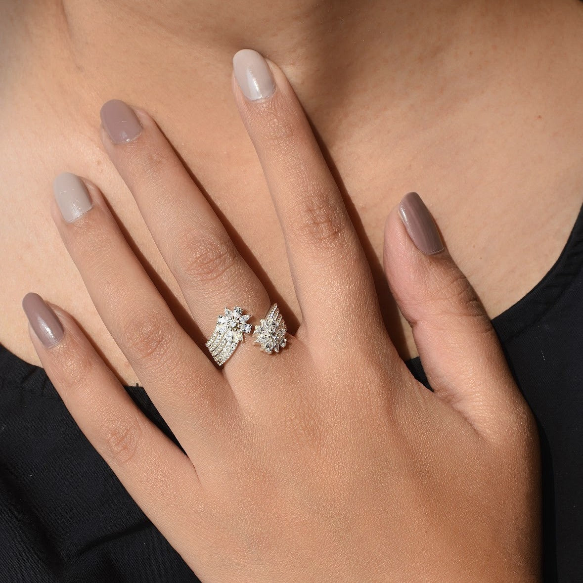 floral duo ring