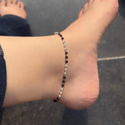 Classic Black Beads Anklet