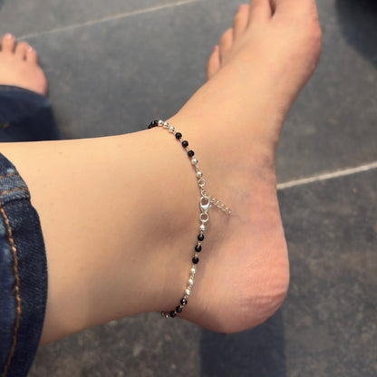 Classic Black Beads Anklet