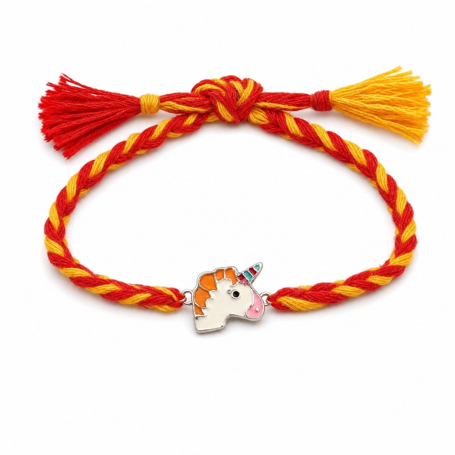 unicorn magic rakhi — colourful enamel unicorn in 925 sterling silver, kids rakhi