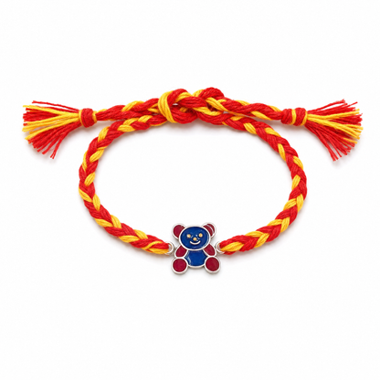 Teddy Bear Rakhi — enamel teddy bear in 925 sterling silver, kids rakhi